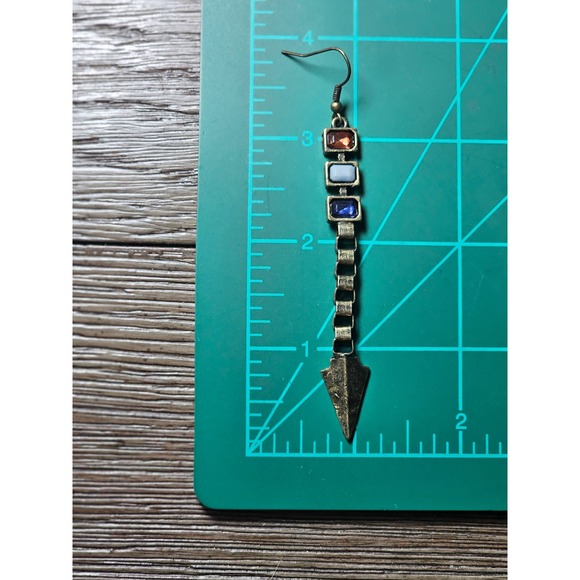 Vintage Arrow Dangle Earrings Red White Blue Boho Drop Jewelry - Picture 3 of 12